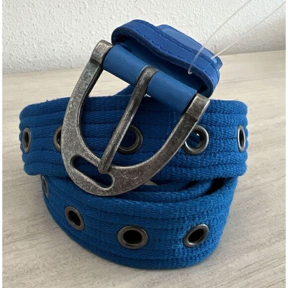 Free People Womens Sz S/M Blue Belt Canvas Leather NEW - Picture 5 of 9